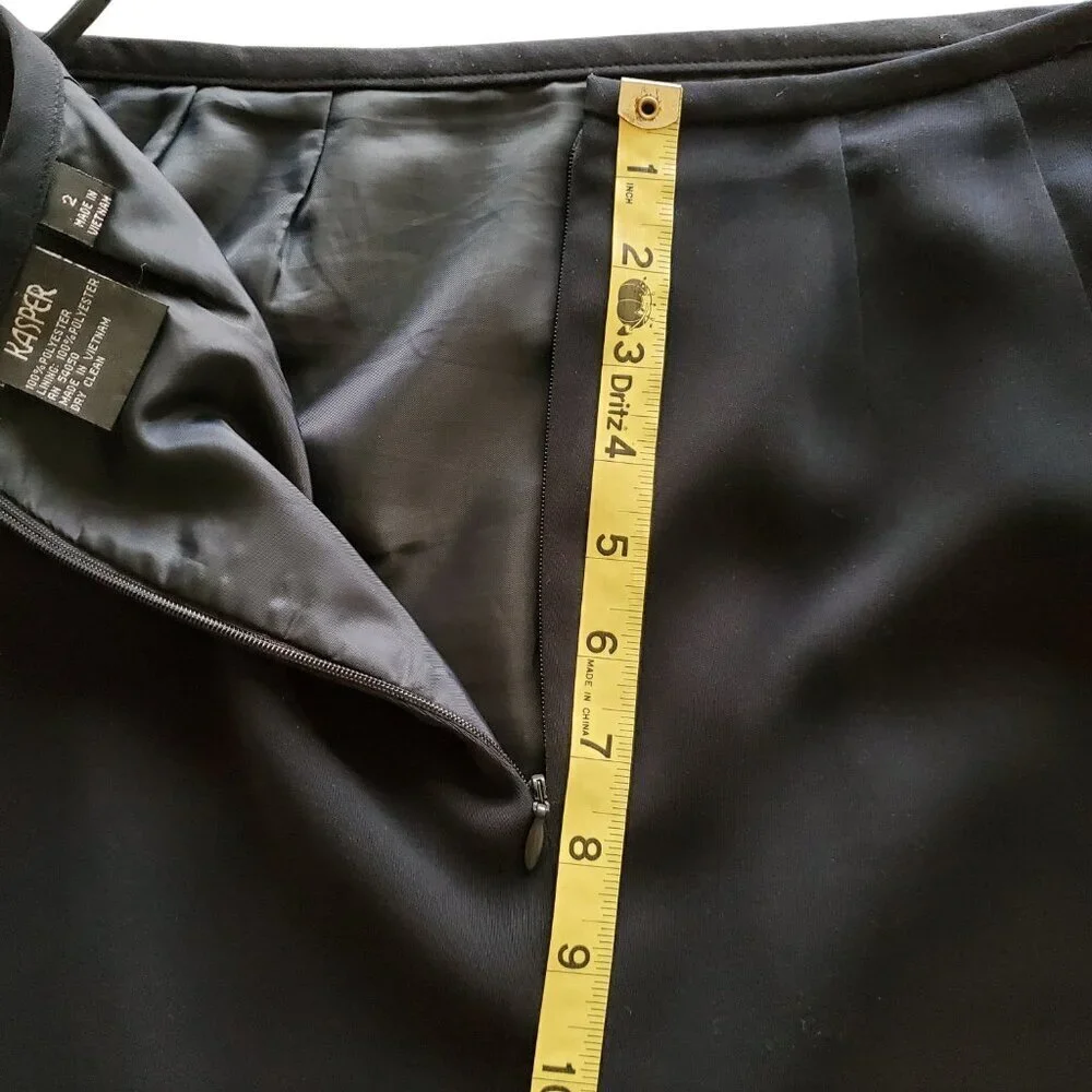 KASPER Black Pencil Skirt Fully Lined Career Professional Polyester Size 2